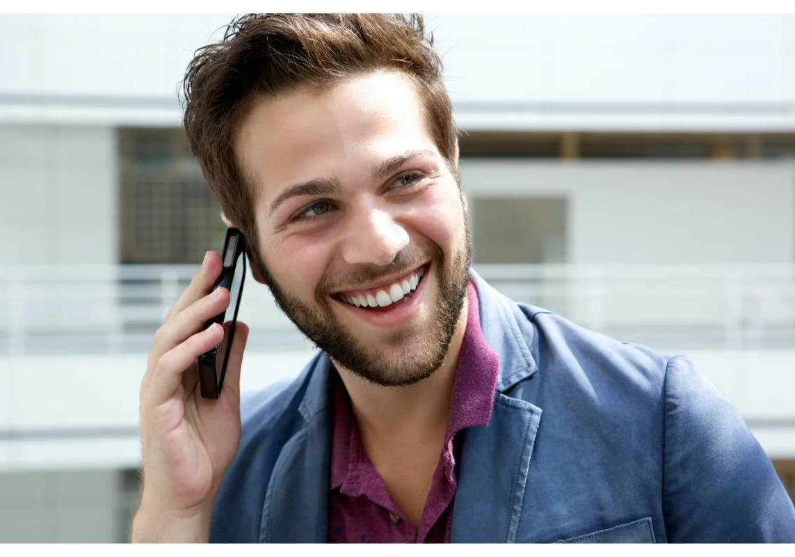 Smiling Man after Applying Eye Cream
