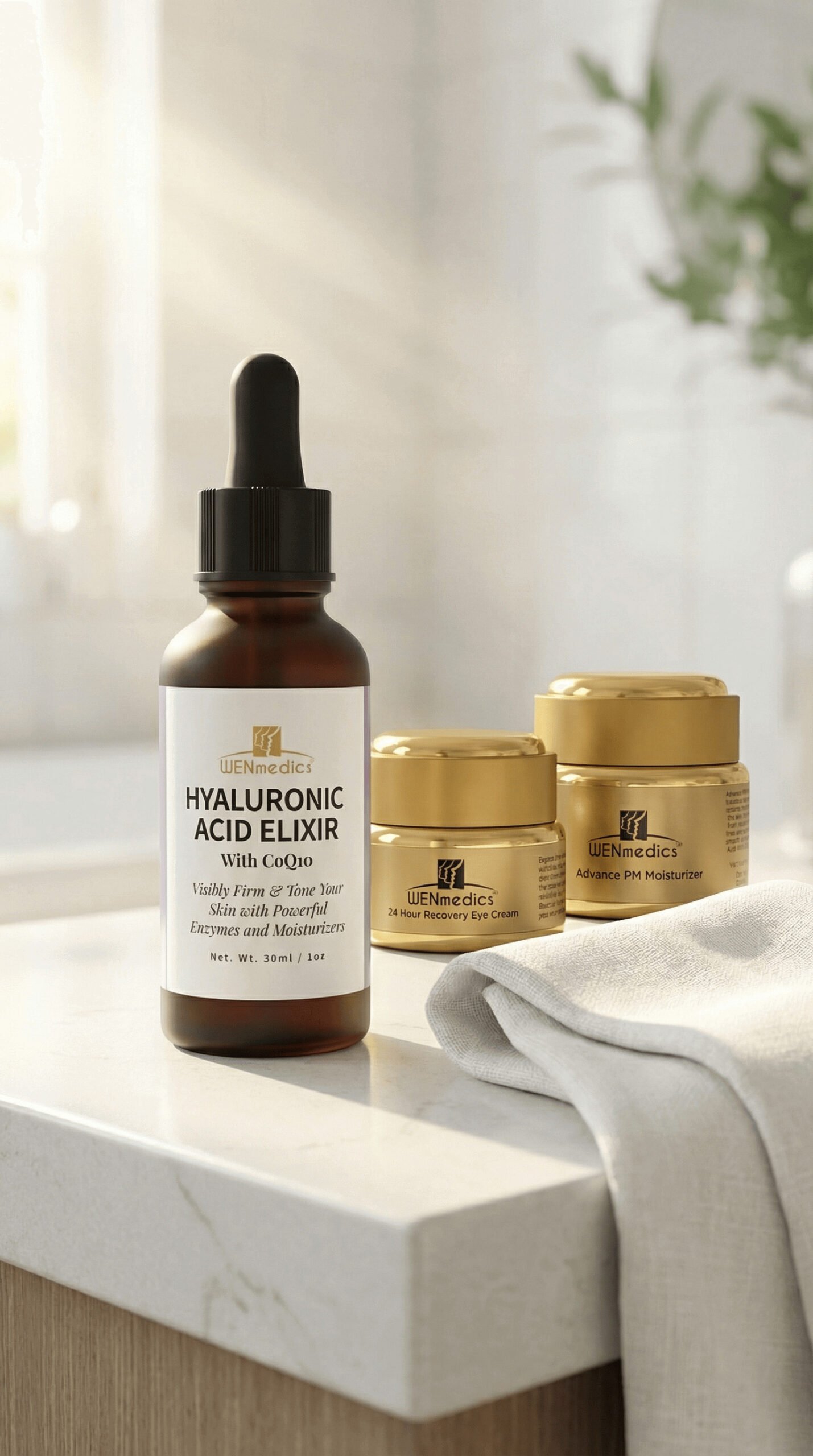 WENmedics Skin Renewal Therapy Kit featuring three luxury face care products for a complete hydrating routine set.